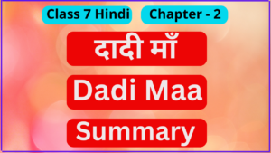 Dadi Maa Class 7 Summary