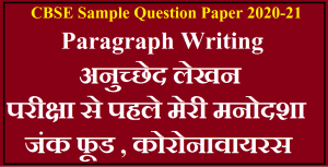 CBSE Sample Question Paper 2020-21 paragraph Writing
