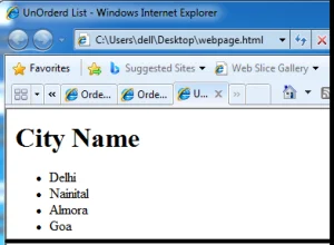 Unordered List in html